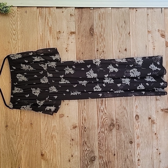 As U Wish Size Small Black and Whilte Floral Off the Shoulder Dress - Picture 1 of 7